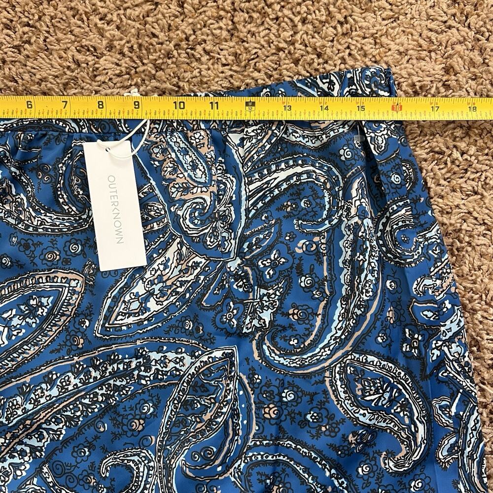 Modern Boho Paisley Tiered Midi Skirt Sz 10 Blue Soft Flow | Outerknown - Picture 7 of 11
